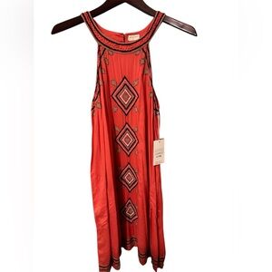 NWT LulaSoul Divine Sleeveless Maxi Dress Flame Red Boho Embroidered  S